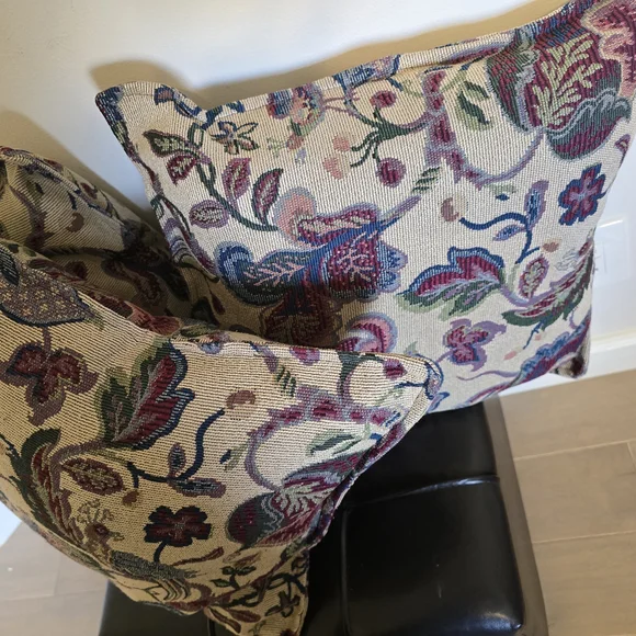 Floral Tapestry Throw Pillows New Handmade 17x17 Inches Heavy Fabric - Picture 6 of 6